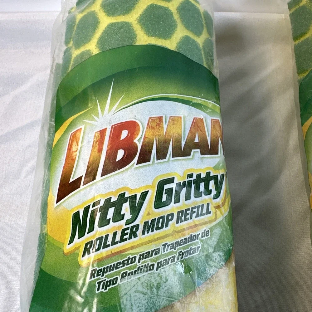 Lot of 2 Libman Nitty Gritty 10 Inch Tear Resistant Sponge Roller Mop Refill New